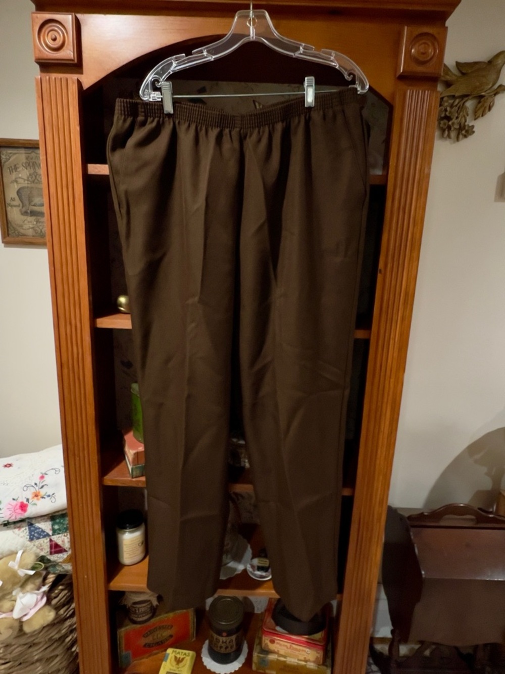 Alfred Dunner Brown Wide-Leg Elastic-Waist Pants - Picture 6 of 7